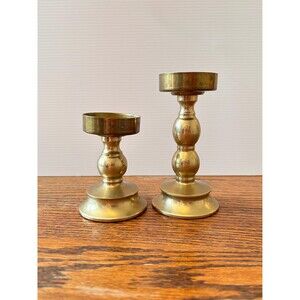 Vintage Brass Bubble Candlesticks | Graduated Stacked Ball Taper Candle Holders